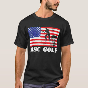 Distressive Disk Golf Player US sa American Flag V T-Shirt