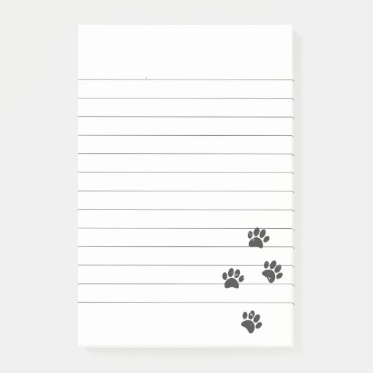 Distressive Dog Paw Tracks Liniert Post-it Klebezettel (Vorderseite)