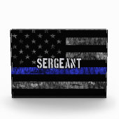 Distressive Flagge der Sergeant Thin Blue Line Fotoblock (Vorderseite)