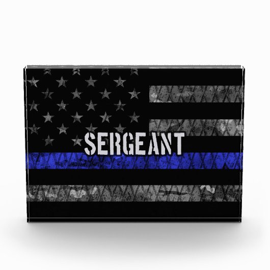 Distressive Flagge der Sergeant Thin Blue Line Fotoblock (Vorderseite)