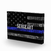 Distressive Flagge der Sergeant Thin Blue Line Fotoblock (Rechts)