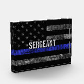 Distressive Flagge der Sergeant Thin Blue Line Fotoblock (Links)