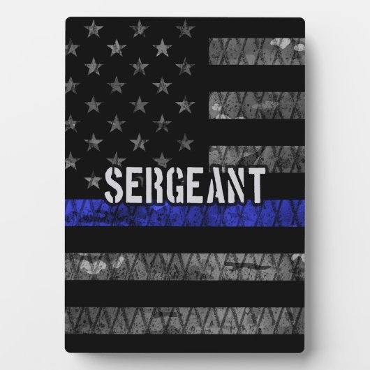 Distressive Flagge der Sergeant Thin Blue Line Fotoplatte (Vorderseite)