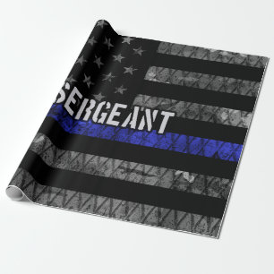 Distressive Flagge der Sergeant Thin Blue Line Geschenkpapier