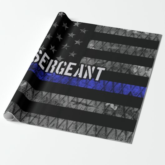 Distressive Flagge der Sergeant Thin Blue Line Geschenkpapier (Ungerollt)