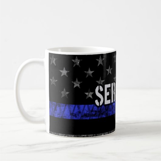 Distressive Flagge der Sergeant Thin Blue Line Kaffeetasse (Links)