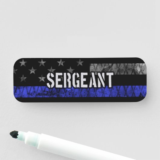 Distressive Flagge der Sergeant Thin Blue Line Namensschild (Beispiel)