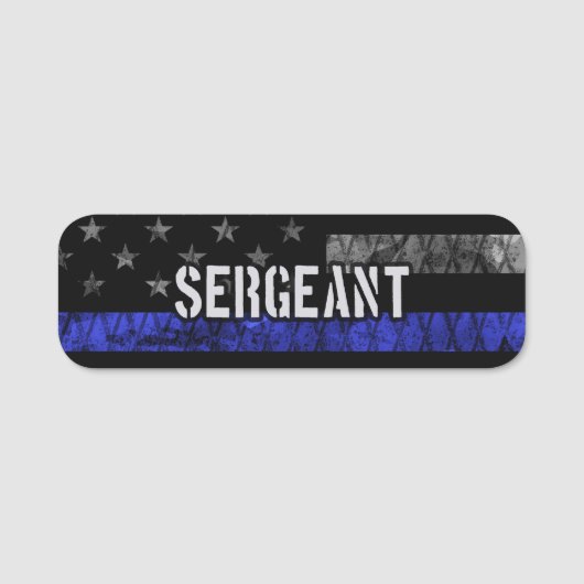 Distressive Flagge der Sergeant Thin Blue Line Namensschild (Vorderseite)