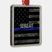 Distressive Flagge der Sergeant Thin Blue Line Ornament Aus Metall (Rechts)
