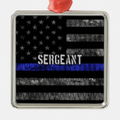 Distressive Flagge der Sergeant Thin Blue Line Ornament Aus Metall (Vorne)
