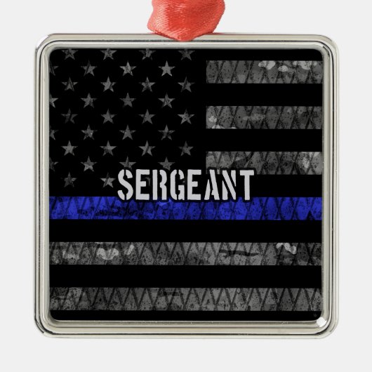 Distressive Flagge der Sergeant Thin Blue Line Ornament Aus Metall (Vorne)