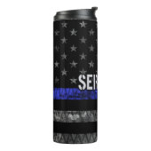 Distressive Flagge der Sergeant Thin Blue Line Thermosbecher (Nach links gedreht)