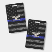 Distressive Flagge mit Oberst Thin Blue Line Ausweis (Vorder- & Rückseite)