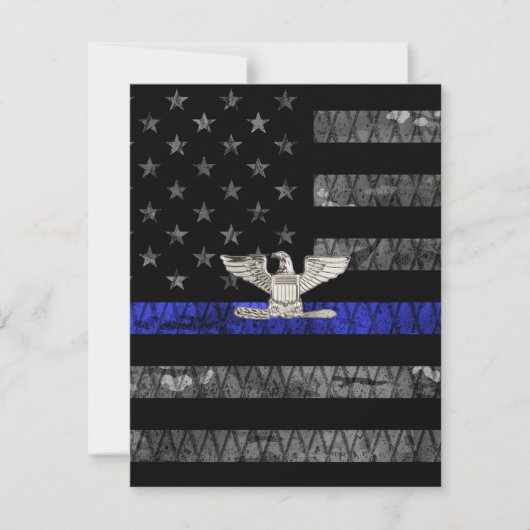 Distressive Flagge mit Oberst Thin Blue Line Dankeskarte (Vorderseite)