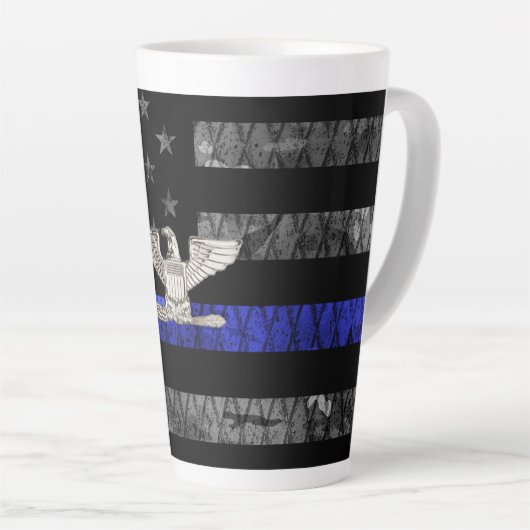 Distressive Flagge mit Oberst Thin Blue Line Milchtasse (Rechte Ecke)