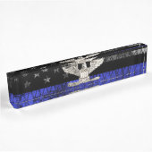 Distressive Flagge mit Oberst Thin Blue Line Namensplakette