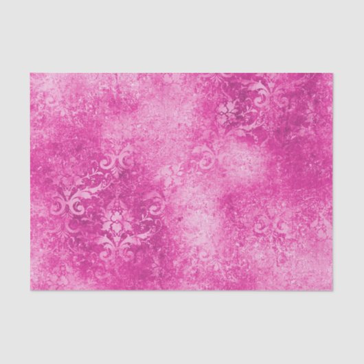Distressive Hot Pink Damask Seidenpapier (Vorderseite)