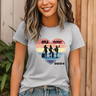 Distressive Multi Colour Heart Silhouette Girls To T-Shirt