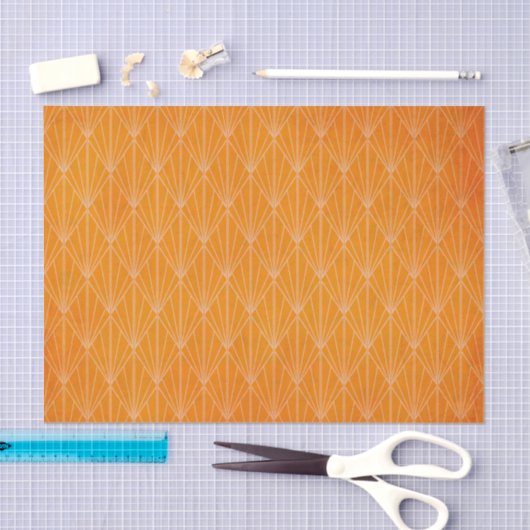 Distressive Orange Retro Art Déco Seidenpapier (Handwerk)