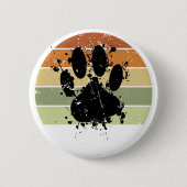 Distressive Paint Spatter Dog Paw Print Retro Suns Button (Vorderseite)