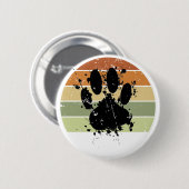 Distressive Paint Spatter Dog Paw Print Retro Suns Button (Vorne & Hinten)