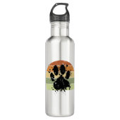 Distressive Paint Spatter Dog Paw Print Retro Suns Edelstahlflasche (Vorderseite)