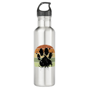 Distressive Paint Spatter Dog Paw Print Retro Suns Edelstahlflasche