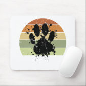 Distressive Paint Spatter Dog Paw Print Retro Suns Mousepad (Mit Mouse)