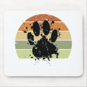 Distressive Paint Spatter Dog Paw Print Retro Suns Mousepad (Vorne)