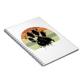 Distressive Paint Spatter Dog Paw Print Retro Suns Notizblock (Rechte Seite)