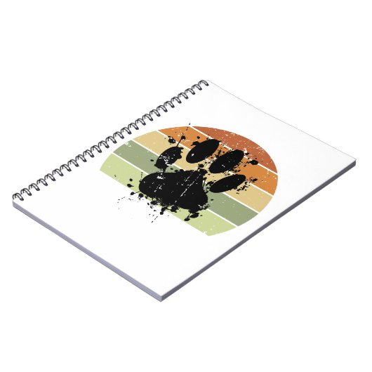 Distressive Paint Spatter Dog Paw Print Retro Suns Notizblock (Linke Seite)