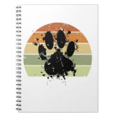 Distressive Paint Spatter Dog Paw Print Retro Suns Notizblock (Vorderseite)