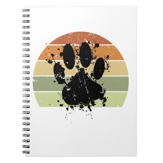 Distressive Paint Spatter Dog Paw Print Retro Suns Notizblock (Vorderseite)