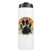 Distressive Paint Spatter Dog Paw Print Retro Suns Thermosbecher (Vorderseite)