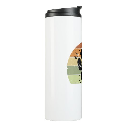 Distressive Paint Spatter Dog Paw Print Retro Suns Thermosbecher (Nach links gedreht)