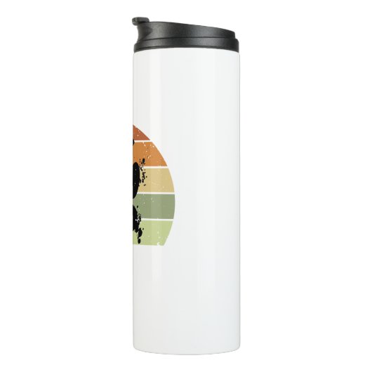 Distressive Paint Spatter Dog Paw Print Retro Suns Thermosbecher (Nach rechts gedreht)