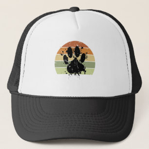 Distressive Paint Spatter Dog Paw Print Retro Suns Truckerkappe
