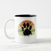 Distressive Paint Spatter Dog Paw Print Retro Suns Zweifarbige Tasse (Links)