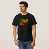 Distressive Peace Liebe Unity Respect Rasta Reggae T-Shirt (Vorne ganz)