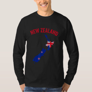 Distressive Retro Neuseeland Flag Neuseeland Karte T-Shirt