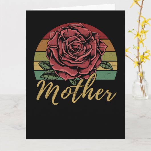 Distressive Retro Sunset Rote Rose Mutter Karte (Gelbe Blume)