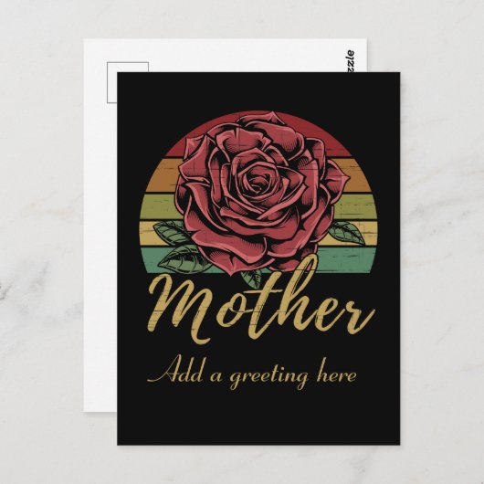Distressive Retro Sunset Rote Rose Mutter Postkarte (Vorne/Hinten)