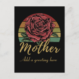 Distressive Retro Sunset Rote Rose Mutter Postkarte
