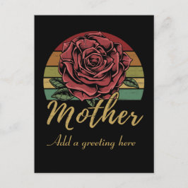 Distressive Retro Sunset Rote Rose Mutter Postkarte