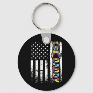 Distressive Retro Vintag American Flag Autism Dadd Schlüsselanhänger