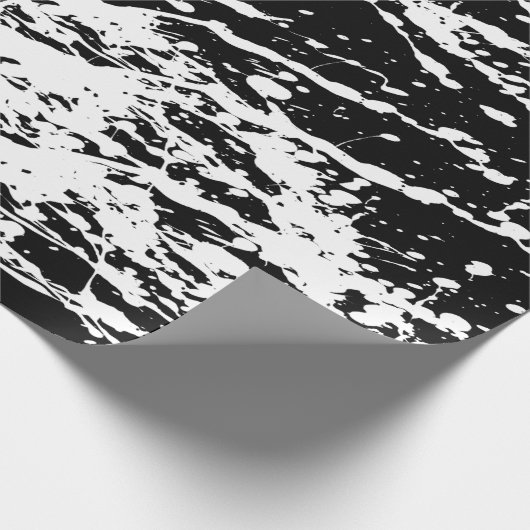 Distressive Schwarz-Weiß-Paint Geschenkpapier (Ecke)