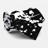 Distressive Schwarz-Weiß-Paint Krawatte (Gerollt)