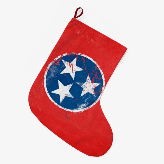 Distressive Tennessee-Flagge Großer Weihnachtsstrumpf (Vorderansicht (hängend))