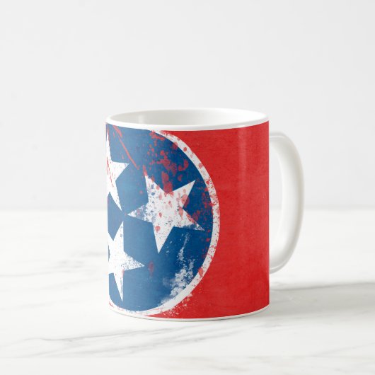 Distressive Tennessee-Flagge Kaffeetasse (VorderseiteRechts)