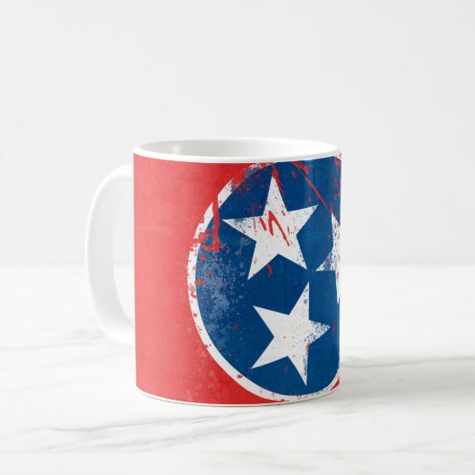 Distressive Tennessee-Flagge Kaffeetasse (Vorderseite Links)